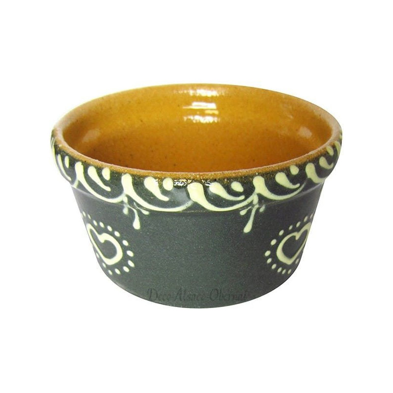 Ramekin Soufflenheim dunkelgrau Dekor Herz-Elfenbein