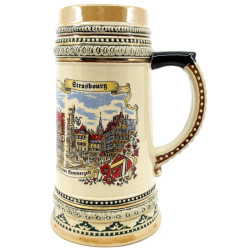 Chope à Bière droite en Faience décor Strasbourg 70 cl