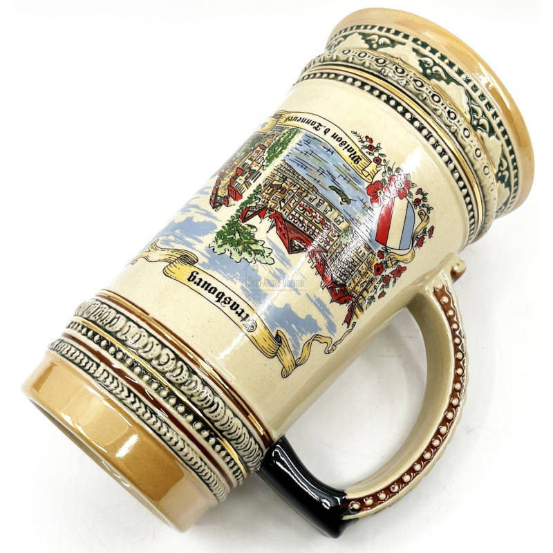Chope à Bière droite en Faience décor Strasbourg 70 cl