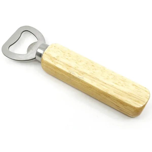 Personalisierbarer Flaschenöffner aus Stahl und Holz