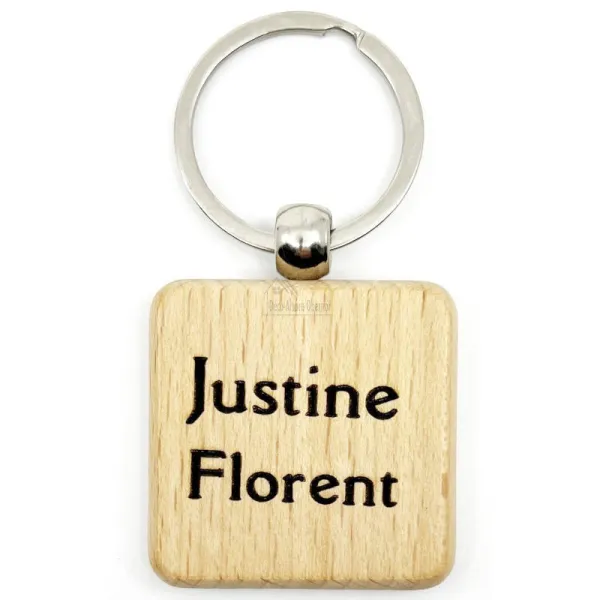 Square wooden key ring to personalise