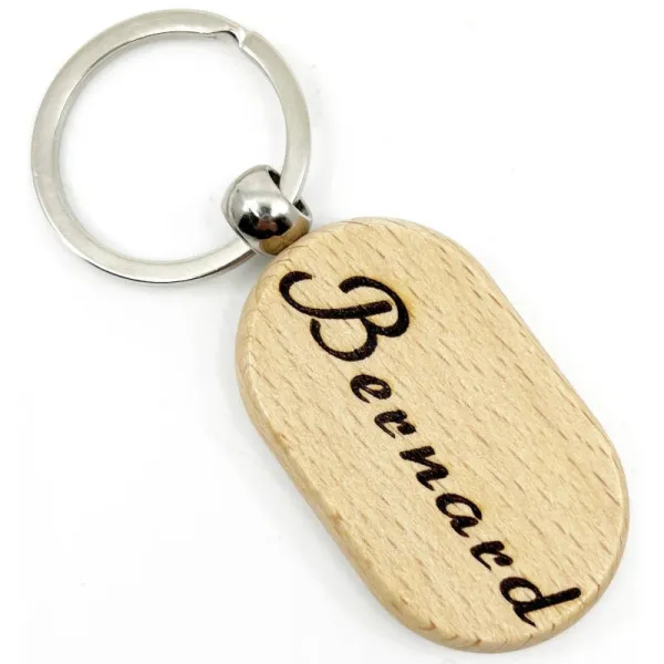 Customisable oval wooden key ring