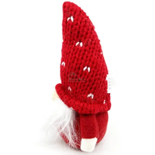 Roter Gnom mit gestricktem Hut 15 cm