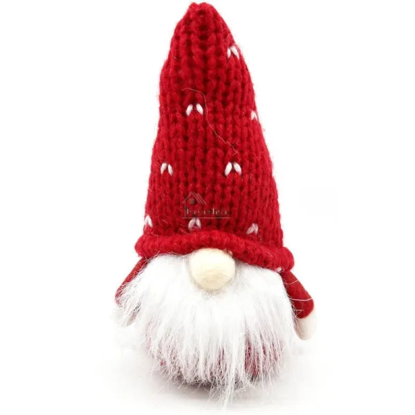 Roter Gnom mit gestricktem Hut 15 cm