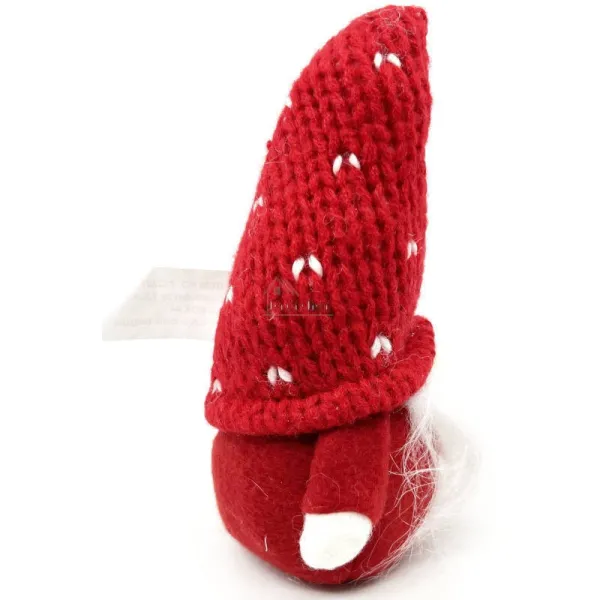 Roter Gnom mit gestricktem Hut 15 cm