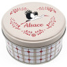 10 cm round metal tin Alsace stork design