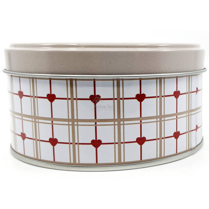 10 cm round metal tin Alsace stork design