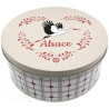 18.5 cm round metal tin Alsace stork design