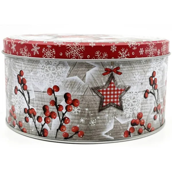 14 cm round metal tin decorated with the Magic of Christmas in Alsace