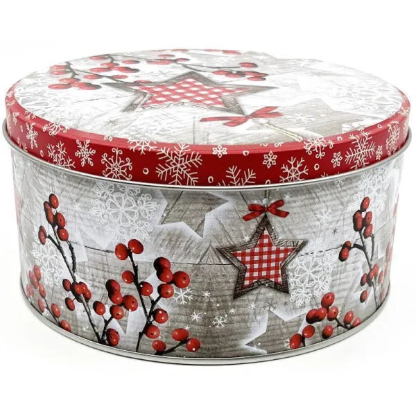 14 cm round metal tin decorated with the Magic of Christmas in Alsace