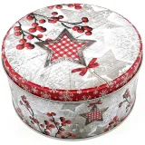 14 cm round metal tin decorated with the Magic of Christmas in Alsace