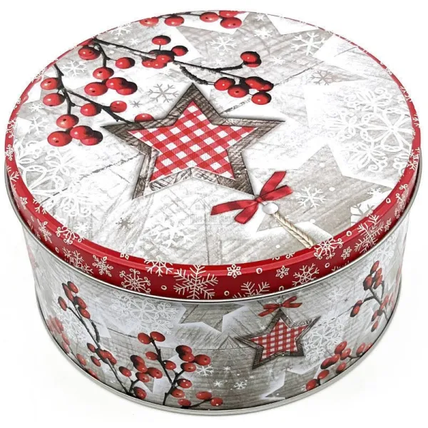 Runde Metalldose 14 cm Dekor Weihnachtszauber im Elsass