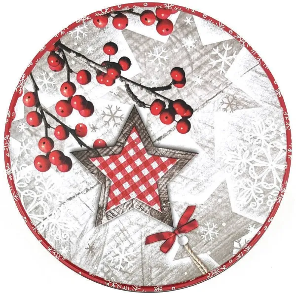 Runde Metalldose 14 cm Dekor Weihnachtszauber im Elsass