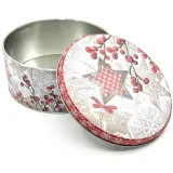 17 cm round metal tin decorated with the Magic of Christmas in Alsace