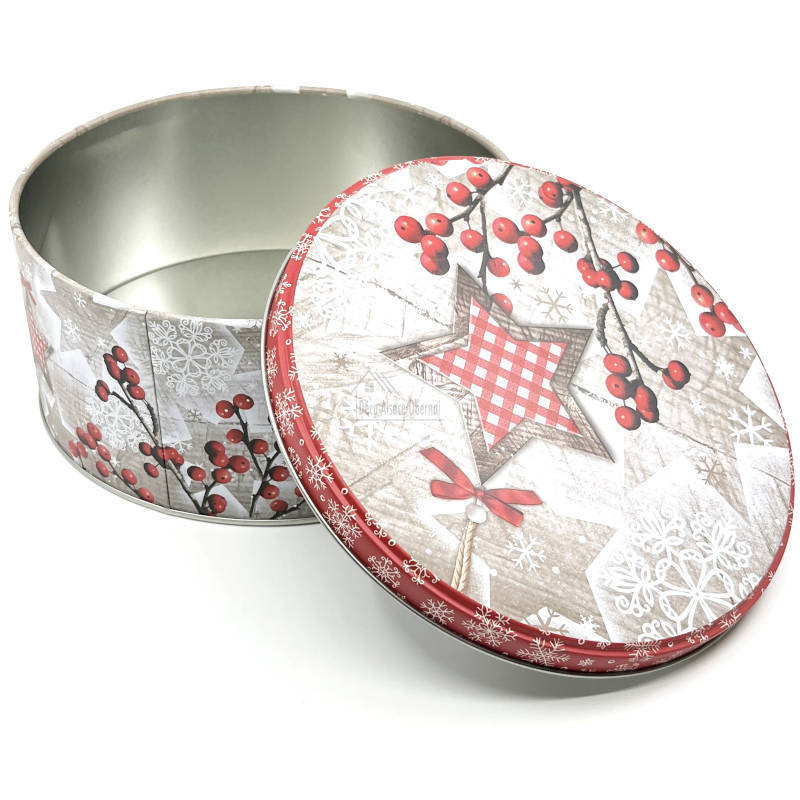 17 cm round metal tin decorated with the Magic of Christmas in Alsace