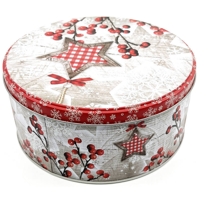 17 cm round metal tin decorated with the Magic of Christmas in Alsace