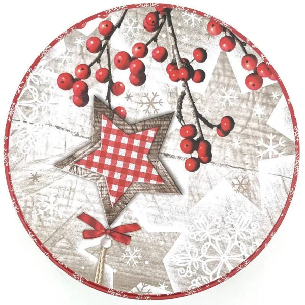 17 cm round metal tin decorated with the Magic of Christmas in Alsace