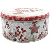 17 cm round metal tin decorated with the Magic of Christmas in Alsace