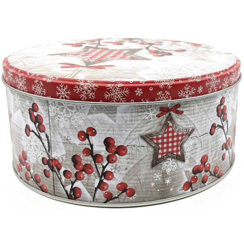17 cm round metal tin decorated with the Magic of Christmas in Alsace