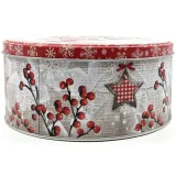17 cm round metal tin decorated with the Magic of Christmas in Alsace