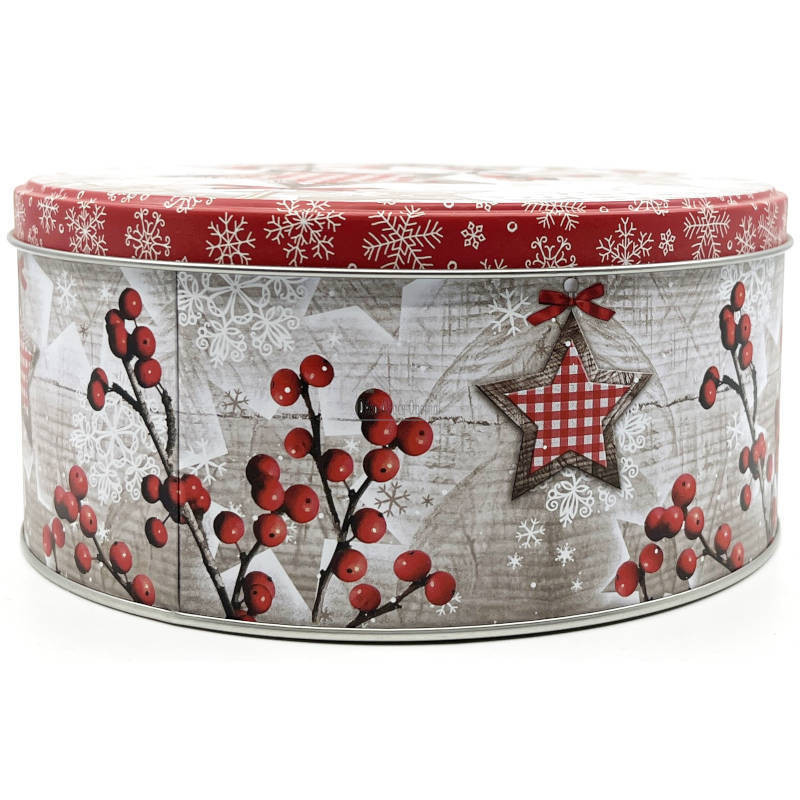 17 cm round metal tin decorated with the Magic of Christmas in Alsace