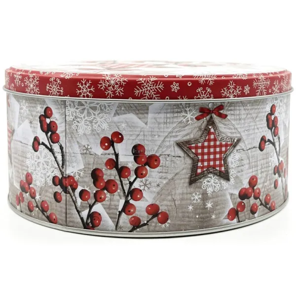 17 cm round metal tin decorated with the Magic of Christmas in Alsace