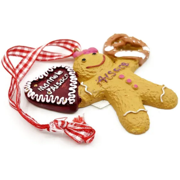Mannele hanging decoration with pretzel and Alsace heart