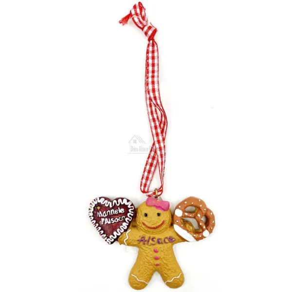 Suspension Mannele Fille avec Bretzel et Coeur d'Alsace