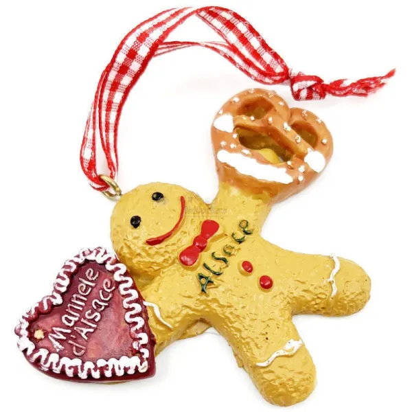 Suspension Mannele Garçon avec Bretzel et Coeur d'Alsace