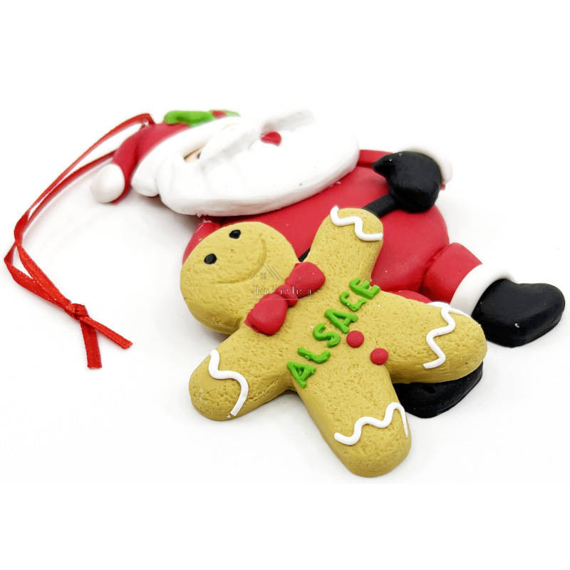 Hängeleuchte mit Weihnachtsmann und Mannele aus dem Elsass