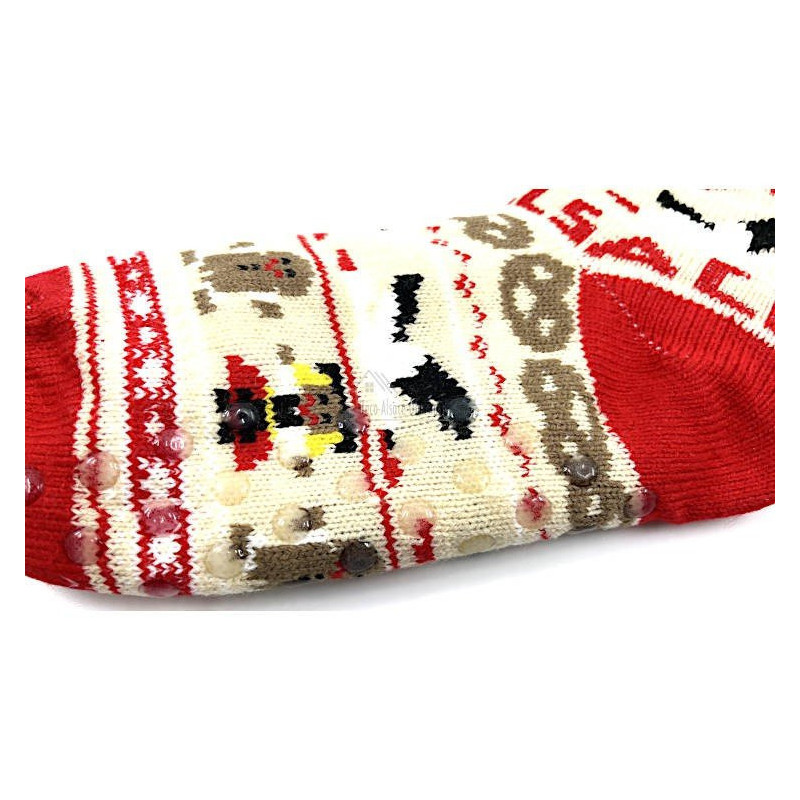 Gefütterte Hausschuhsocken mit Elsass-Dekor und Störchen Größe L