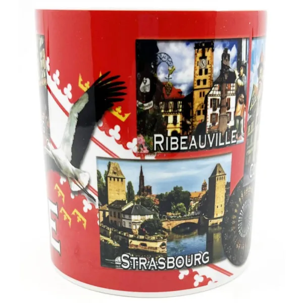 Ceramic mug decorated with Alsatian Villages