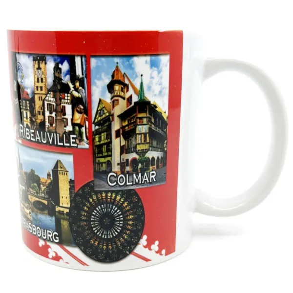 Ceramic mug decorated with Alsatian Villages