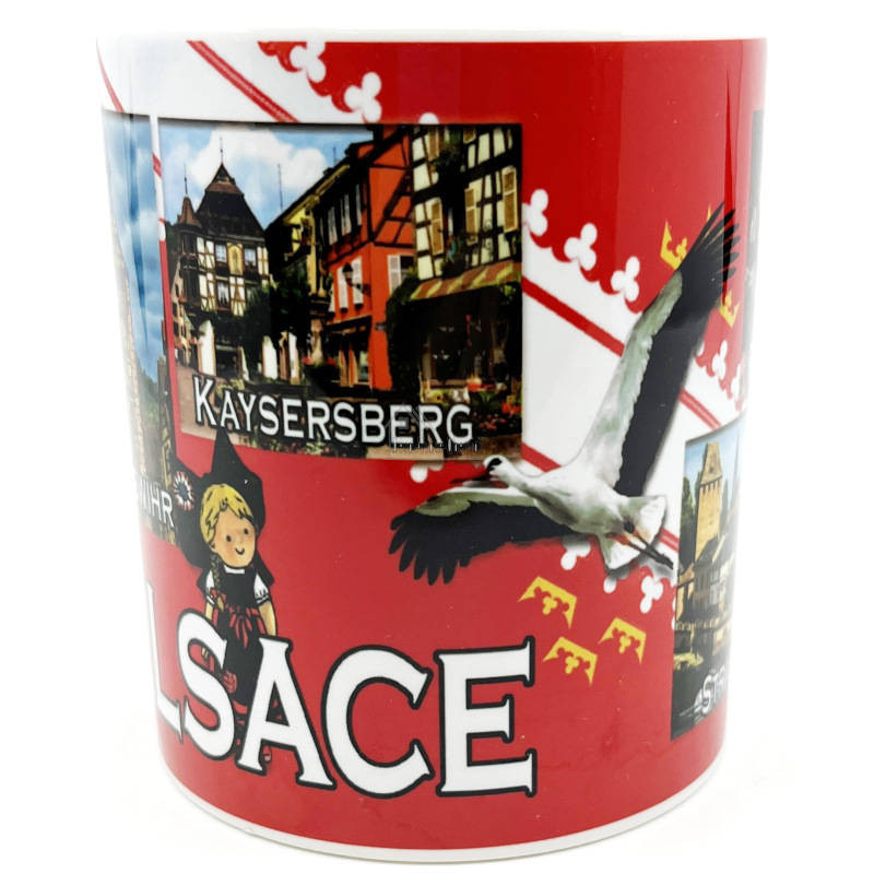 Keramikbecher mit Dekor Elsässische Dörfer