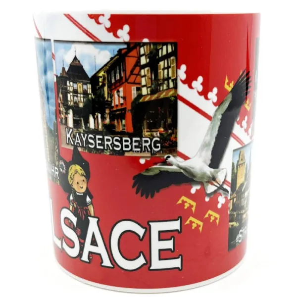 Ceramic mug decorated with Alsatian Villages