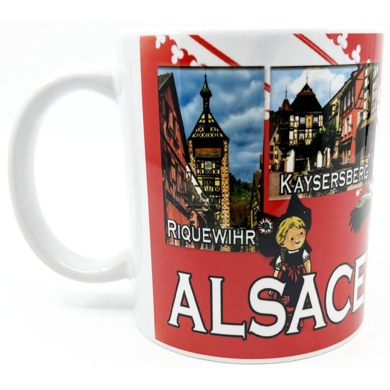 Keramikbecher mit Dekor Elsässische Dörfer