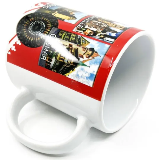 Ceramic mug decorated with Alsatian Villages