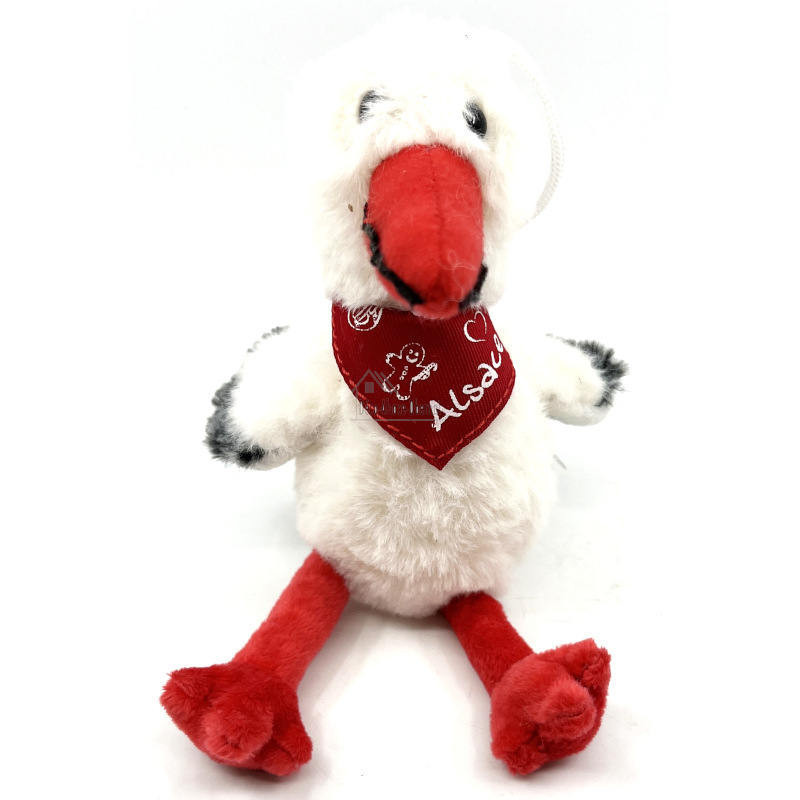 Cigogne en Peluche avec foulard Alsace 20 cm