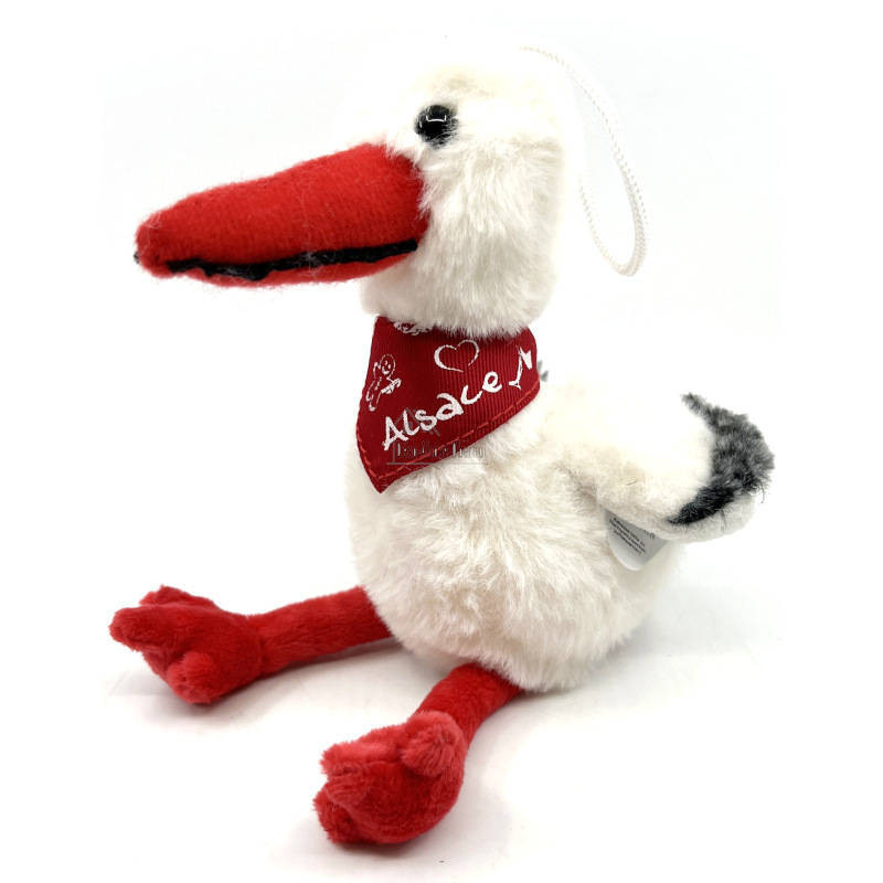 Cigogne en Peluche avec foulard Alsace 20 cm