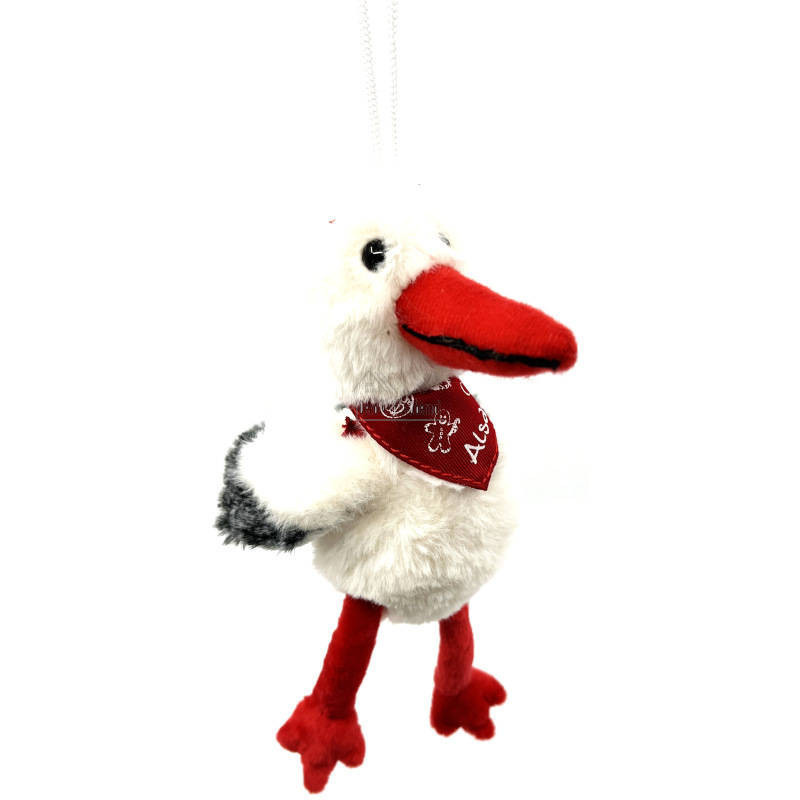 Cigogne en Peluche avec foulard Alsace 20 cm