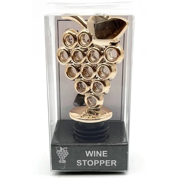 Golden wine stopper with bunch of grapes