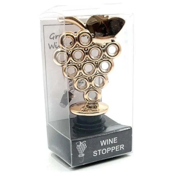 Golden wine stopper with bunch of grapes