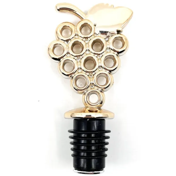 Golden wine stopper with bunch of grapes