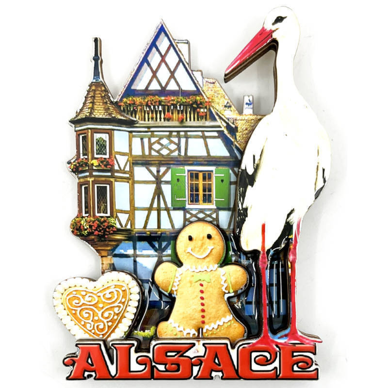 Decorative magnet in lacquered wood Alsatian house in relief