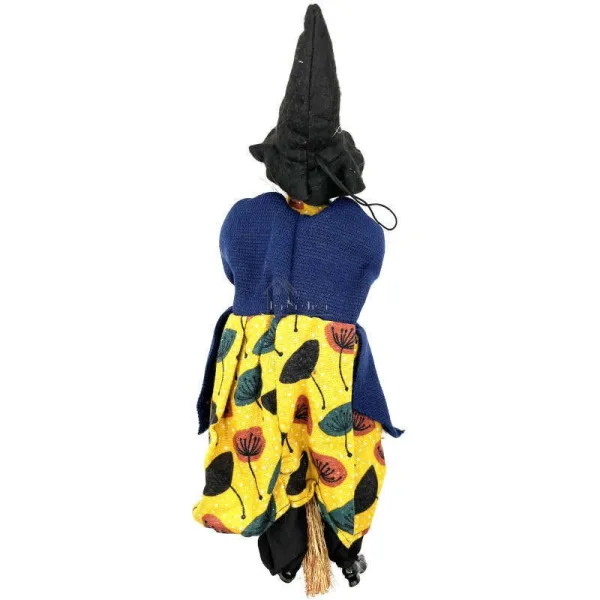 Elsässische Hexe mit blauer Weste und gelbem Kleid 30 cm