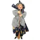 Sorcière d'Alsace avec Gilet gris robe bleue 30 cm