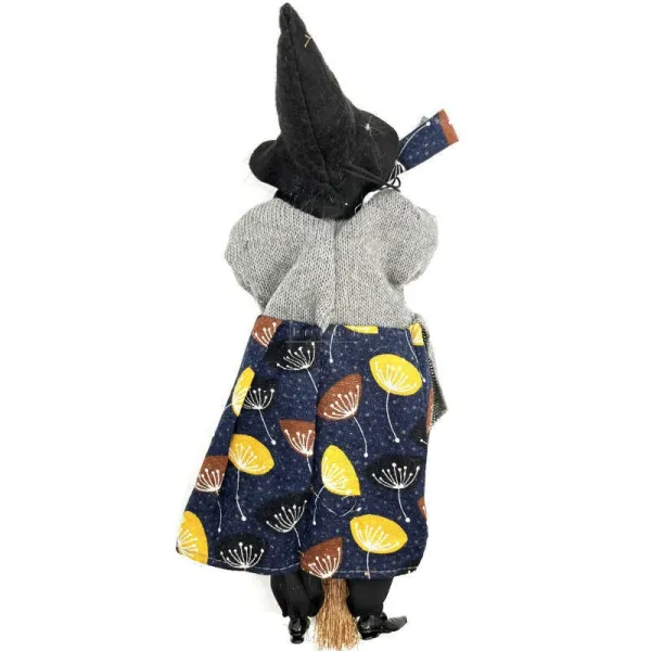 Sorcière d'Alsace avec Gilet gris robe bleue 30 cm