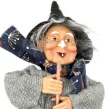 Witch of Alsace with grey waistcoat and blue dress 30 cm