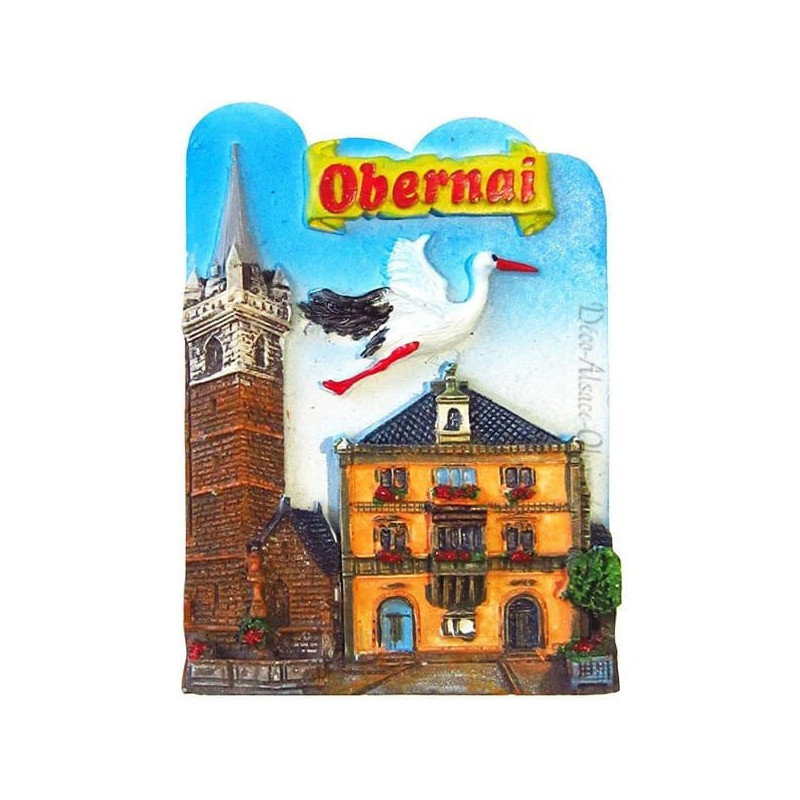 Decorative Magnet City of Obernai and Stork