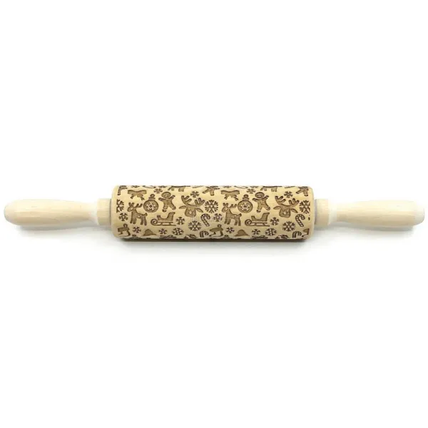 Rouleau à patisserie Bonhomme de Pain d’Epices et motif Noël 35 cm